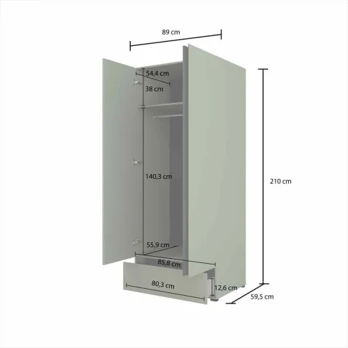 dulap haine Cross 2 uși 1 sertar - 89 cm - cote