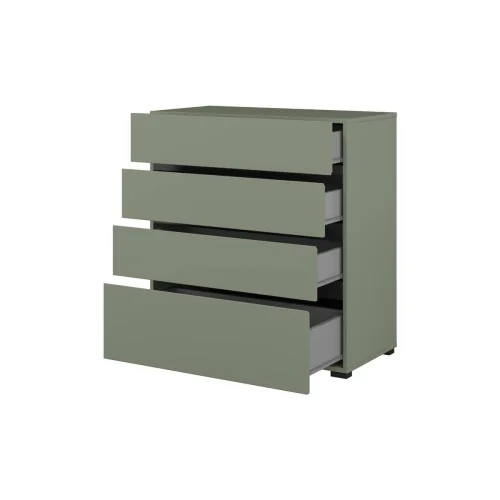 comodă Cross 4 sertare deschise - 80 cm - culoare verde + negru
