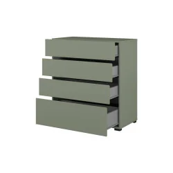 comodă Cross 4 sertare deschise - 80 cm - culoare verde + negru