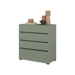 comodă Cross 4 sertare - 80 cm - culoare verde + negru