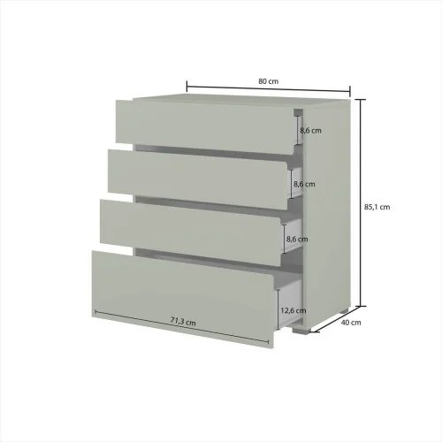 comodă Cross 4 sertare - 80 cm - cote