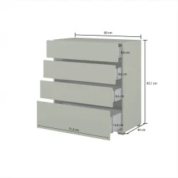 comodă Cross 4 sertare - 80 cm - cote