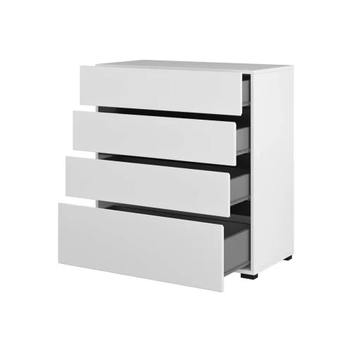 comodă Cross 4 sertare deschise - 80 cm - culoare alb + negru