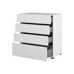 comodă Cross 4 sertare deschise - 80 cm - culoare alb + negru
