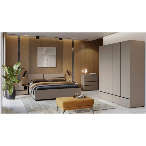 mobilier dormitor Cross - comoda, dulap, pat - culoare congo + negru