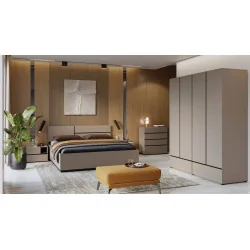 mobilier dormitor Cross - comoda, dulap, pat - culoare congo + negru