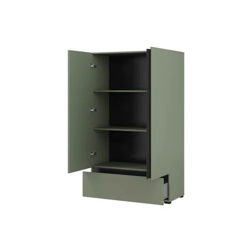 dulap cu polițe Cross 2 uși 1 sertar deschise - 89 cm - culoare verde + negru
