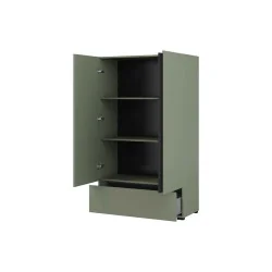 dulap cu polițe Cross 2 uși 1 sertar deschise - 89 cm - culoare verde + negru