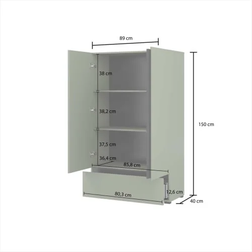 dulap cu polițe Cross 2 uși 1 sertar - 89 cm - cote