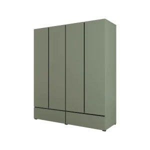 dulap haine Cross 4 uși 2 sertare - 180 cm - culoare verde + negru
