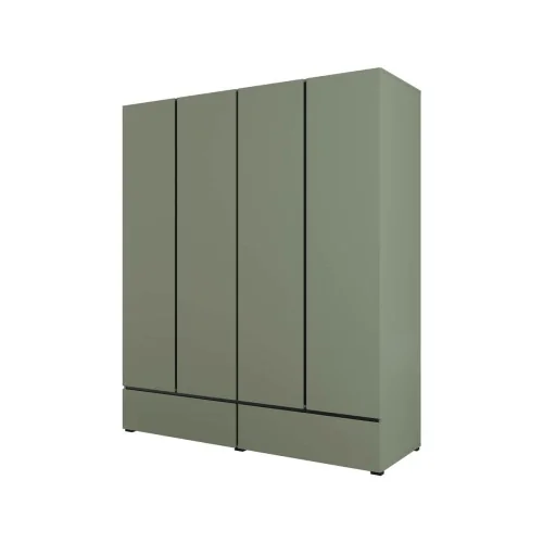 dulap haine Cross 4 uși 2 sertare - 180 cm - culoare verde + negru