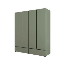 dulap haine Cross 4 uși 2 sertare - 180 cm - culoare verde + negru