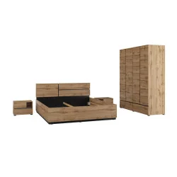 set dormitor colecția Cross culoare stejar wotan + negru