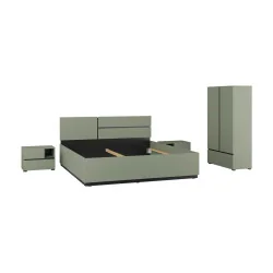 set mobilier dormitor din colecția Cross - culoare verde + negru