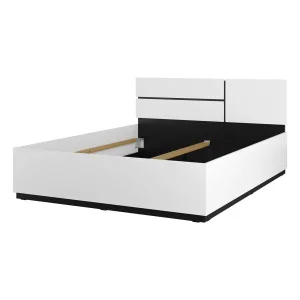 Pat Cross 160 cm varianta de bază cu tablia montată stg - culoare alb