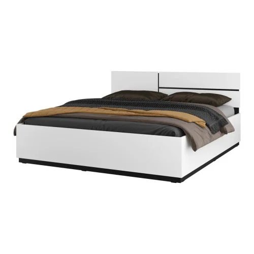 aranjament pat Cross 180 cm varianta de bază cu tablia montată dr - culoare alb