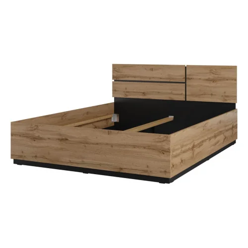Pat Cross 160 cm varianta de bază cu tablia montată stg - culoare stejar wotan