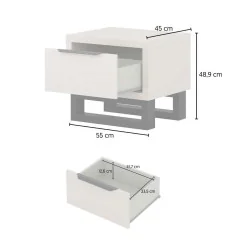 Noptiera Halle 1 sertar - dimensiuni