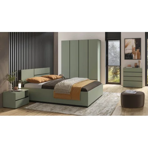 mobilier dormitor Cross - comoda, dulap, pat - culoare verde + negru