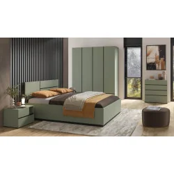 mobilier dormitor Cross - comoda, dulap, pat - culoare verde + negru