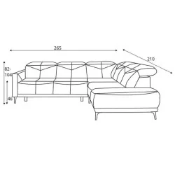 colțar extensibil cu depozitare Sandra 2,5F-E-1HT - cote colțar extensibil cu depozitare Sandra 2,5F-E-1HT - cote