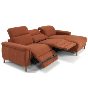 canapea cu 2 reclinere electrice și cu șezlong Mia - textil