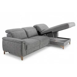 canapea cu reclinere electrice + șezlong cu depozitare Mia - textil