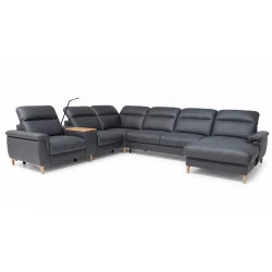 colțar extensibil din piele naturală Mia cu șezlong și 2 reclinere electrice 1,5RF-mp-1,5RF-E-3F-REC p