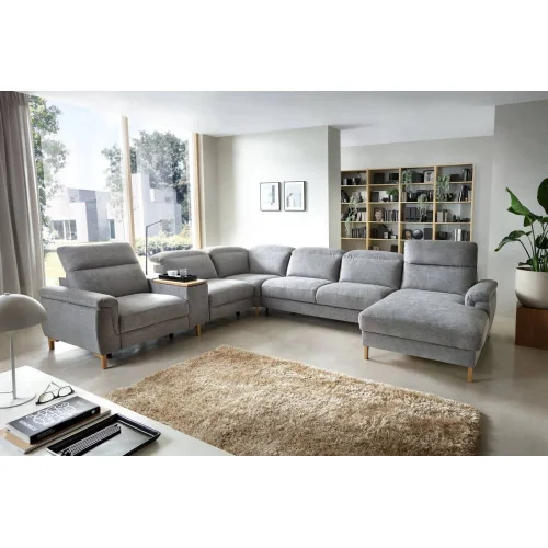 aranjament colțar extensibil Mia cu șezlong și reclinere electrice - textil