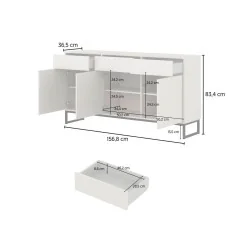 cote comodă Loft 3 usi 3 sertare culoare cașmir