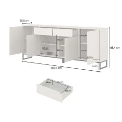 cote comodă Loft 4 usi 2 sertare