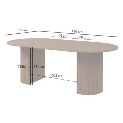 cote - masă extensibilă ovală Cavo - în varianta extinsă cu 2 blaturi cote - masă extensibilă ovală Cavo - în varianta extinsă cu 2 blaturi