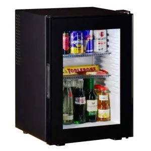 minibar 40 de litri cu usa din sticla si interiorul alb