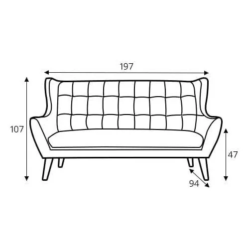 canapele piele de 3 locuri Henry - dimensiuni