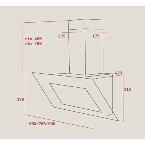 hota de 60 decorativa Teka DVT 685 Black / White - schita