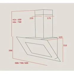 hota de 60 decorativa Teka DVT 685 Black / White - schita