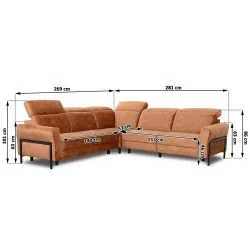 dimensiuni coltare Mellow cu extensie si 2 reclinere