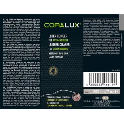 eticheta solutie de curățare tapiterie piele din interior auto - CORALUX Cleaner