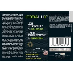 eticheta solutie de protectie piele din interior auto CORALUX Strong Protector