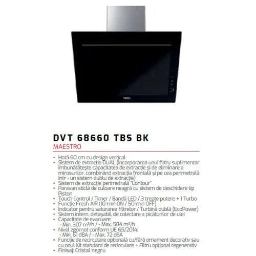 hota 60 Teka DVT 68660 TBS BK - detalii