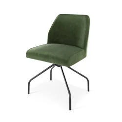 Scaun Loft rotativ din piele naturală cu cadru metalic negru