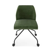 Scaun Loft rotativ din piele naturală cu cadru metalic negru pe role