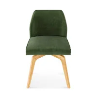 Scaun Loft rotativ din piele naturală cu picioare din lemn vedere față