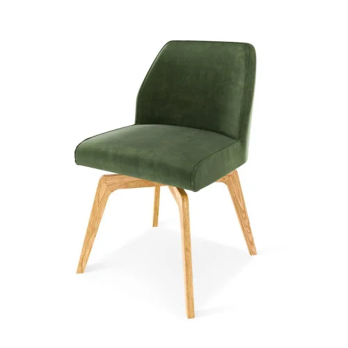 Scaun Loft rotativ din piele naturală cu picioare din lemn - perspectivă