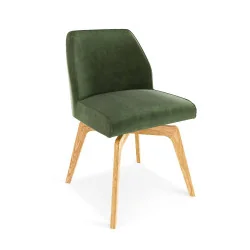 Scaun Loft rotativ din piele cu picioare din lemn