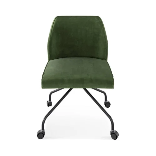 Scaun Loft rotativ din piele naturală cu cadru metalic negru pe role