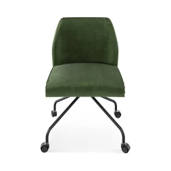 Scaun Loft rotativ din piele naturală cu cadru metalic negru pe role