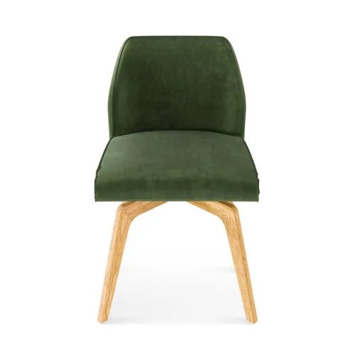 Scaun Loft rotativ din piele naturală cu picioare din lemn vedere față