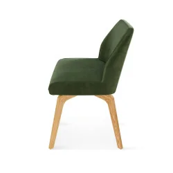 Scaun Loft rotativ din piele naturală cu picioare din lemn vedere lateral