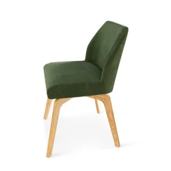 Scaun Loft rotativ din piele naturală cu picioare din lemn